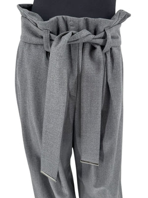 Armani Collezioni Gray High-Waisted Belted Wide-Leg Trousers – Size 10