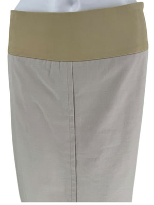 Brunello Cucinelli Beige Leather-Trim Pencil Skirt – Size IT 48 (US 12)