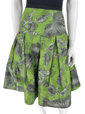 Oscar de la Renta Green Floral Silk Skirt – Fall 2008 - Size 16