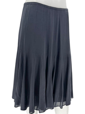 Armani Collezioni Black Silk A-Line Flounce Skirt –Size: 12
