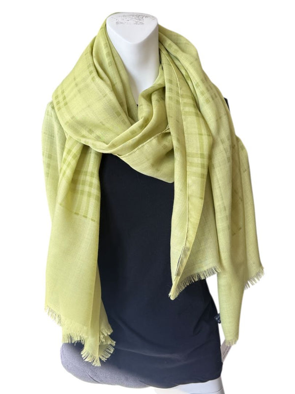 Lime Green Tonal Novacheck Silk Scarf