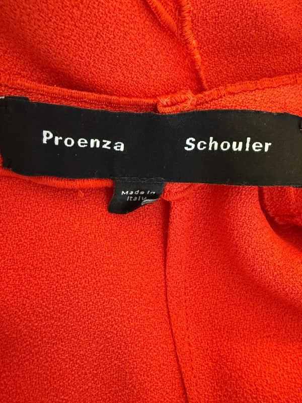 Proenza Schouler Women’s Red Acetate-Viscose Asymmetrical Wrap Dress with Tie Waist – Size 0