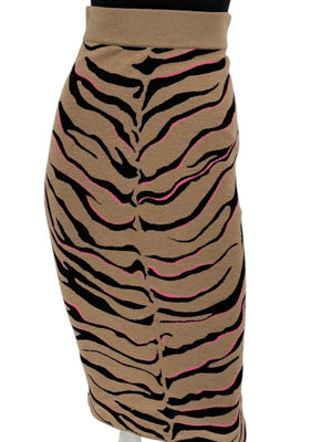 Stella McCartney Tan & Black Tiger-Stripe Knit Pencil Skirt – Size 34