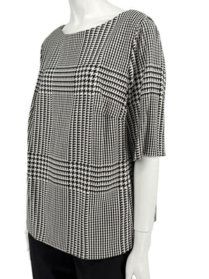 Escada Black & Ivory Houndstooth Knit Top – Size EU 44 (US 14)