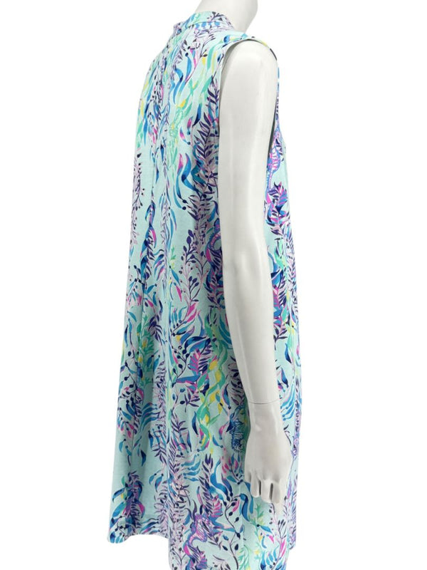 Lilly Pulitzer Aqua Multicolor Sleeveless Printed Shift Dress – Size XL