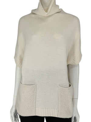 Loro Piana Ivory Cashmere & Silk Cowl-Neck Sweater – Size 44