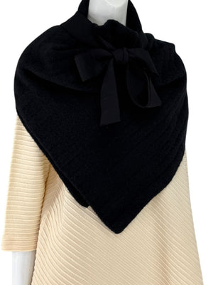 KZ_K Studio Modernisma Black Ridged Scarf with Tonal Grosgrain Ties – One Size