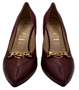 Gucci Sylvie Chain Leather Pumps - Size 42- NWT