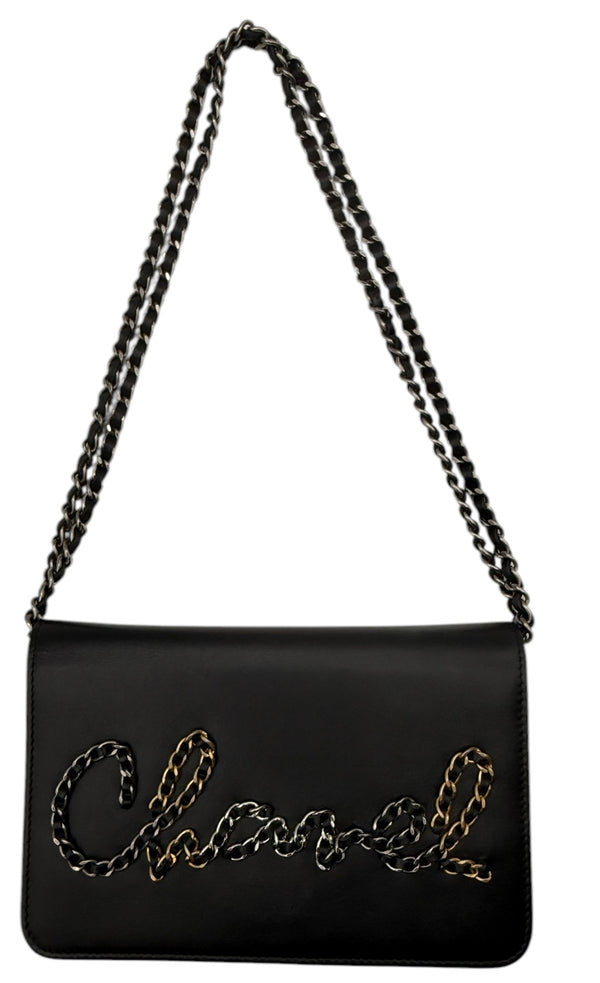 Chanel Black Calfskin Signe Wallet on Chain (WOC)