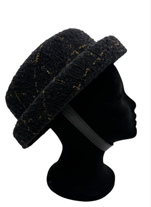 Chanel F/W 2016 Black/Gold Tweed Hat - NEW IN BOX w/Tags