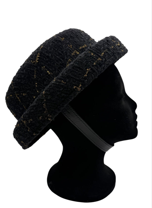 Chanel F/W 2016 Black/Gold Tweed Hat - NEW IN BOX w/Tags