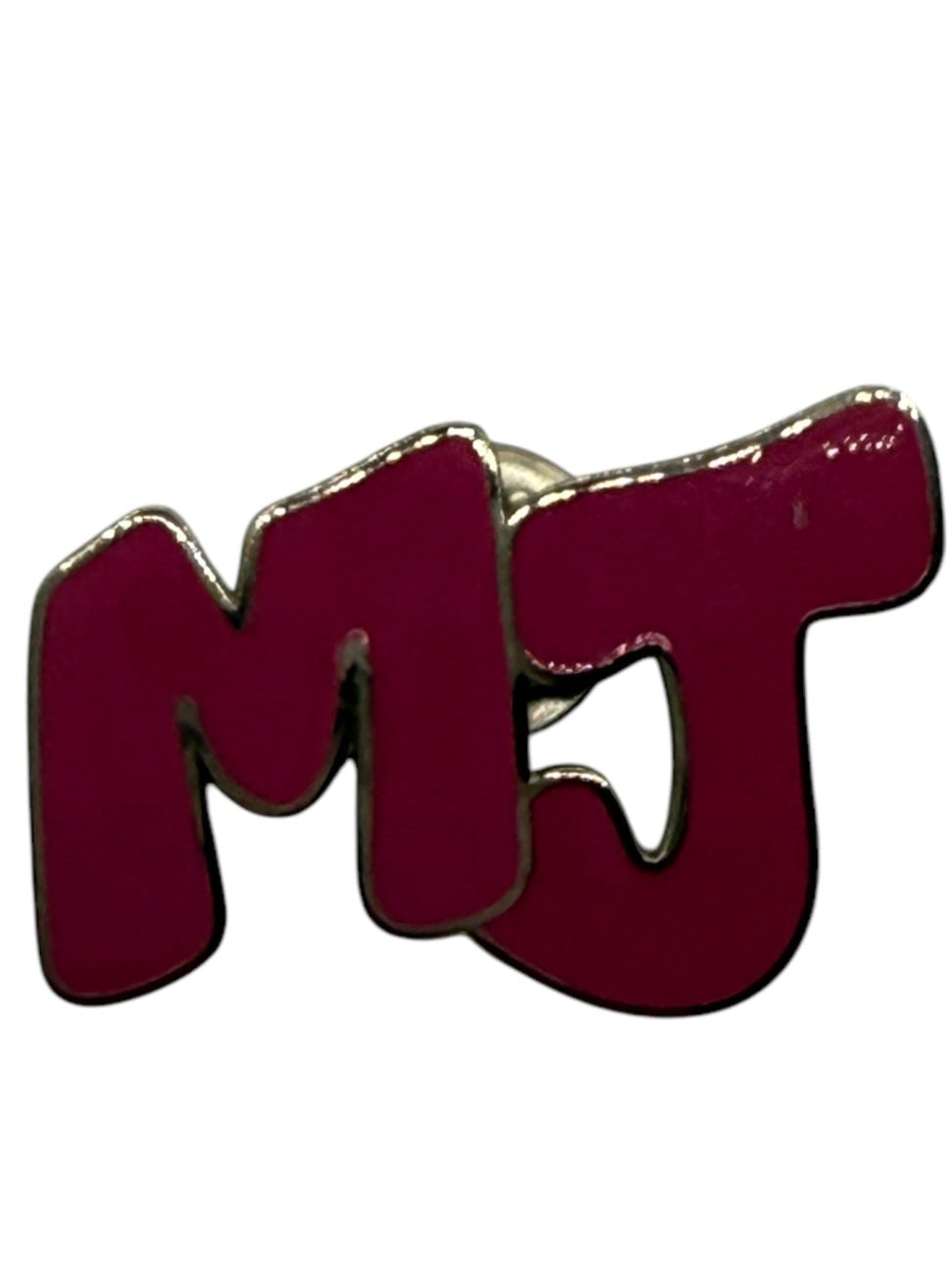 Marc Jacobs Enamel "MJ" initials Pin in pink with bubble letters