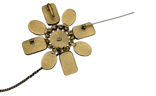 Chanel 2002 Gold, Yellow & Bronze Gripoix CC Brooch/Pin