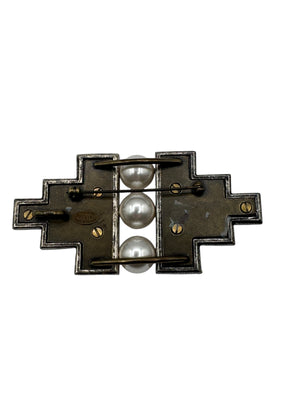 Lanvin Pearl and Crystal Brooch NIB