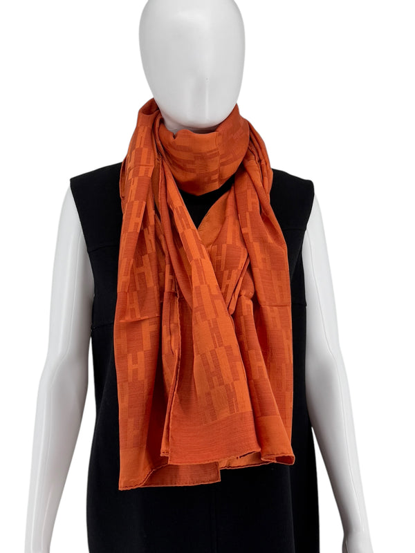 Hermes Façonnée Grand H Jacquard Scarf - Orange