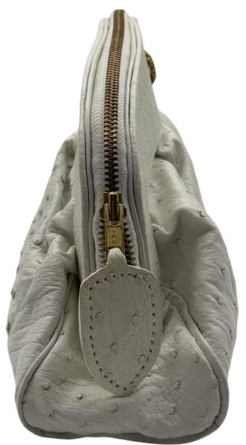 Diego Rocha White Ostrich Leather Clutch – Very Good Preowned Condition