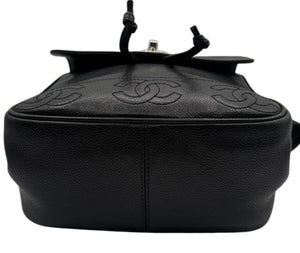 Chanel 1996-1997 Black Caviar Triple CC Backpack - Silver Hardware *RARE*