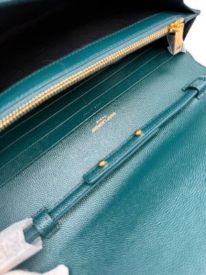Saint Laurent Envelope Triquilt Small Shoulder Bag in Grained Leather