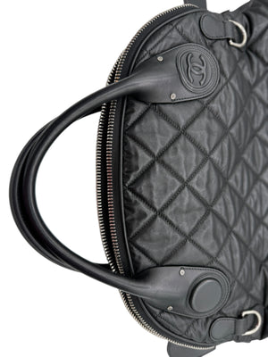 Chanel Black Quilted Coated Canvas Vertical Sport Weekender Bag