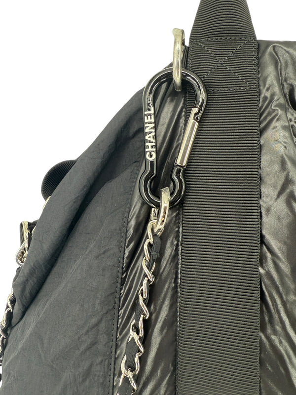Chanel Black Slouchy Nylon Tote bag with Chain *Brand New*