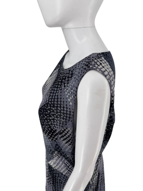 Armani Collezioni Grey & Black Abstract Dot Pleated Dress – Size 12 / IT 48