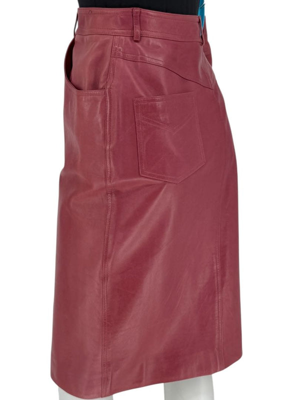 Christian Dior Boutique Rose Leather Skirt – Size 12