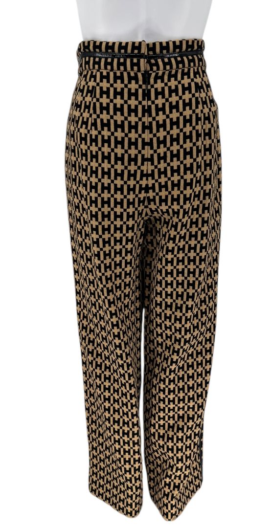 Halston “H” Patterned Straight-Leg Pants- Vintage