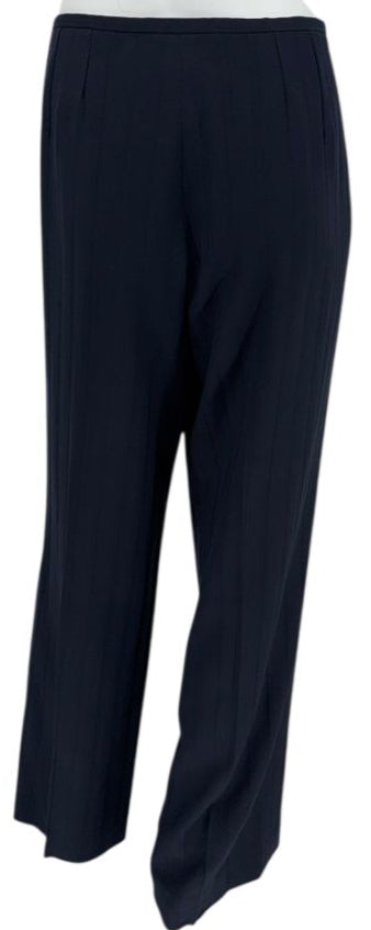Armani Collezioni Navy Pinstripe Pantsuit with Corset-Style Waist Trim – Size IT 48