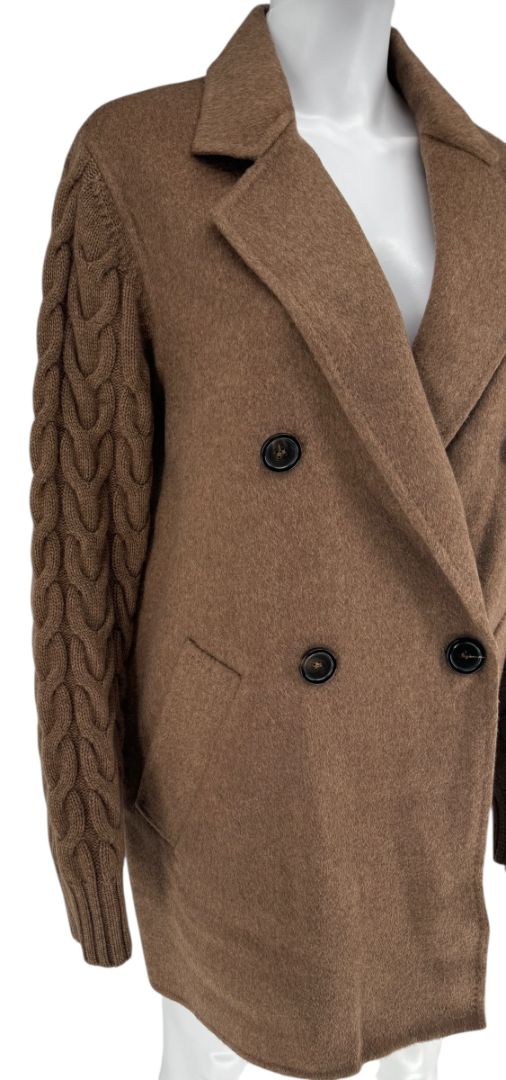 MaxMara Knit-Sleeve Wool-Cashmere Blazer Coat - Size M