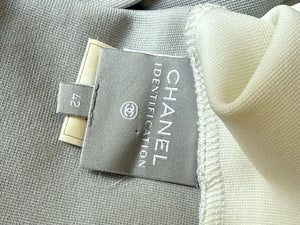 Chanel Two-Tone Grey & Cream Logo Tee – Size FR 42 (US 8)