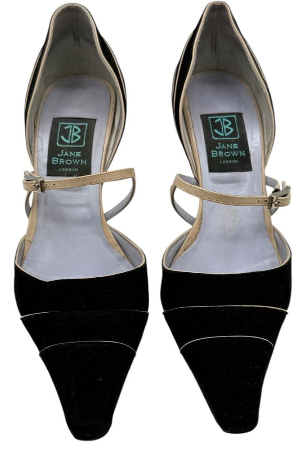 Jane Brown Two-Tone Suede & Leather Strappy Pumps – Size 40