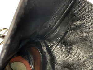 Chanel Black Leather Ankle Boots with Distressed Logo Heel – Size 40 (US 10)
