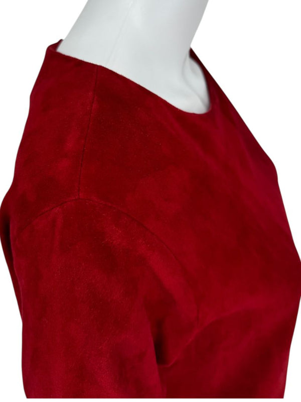 The Row Ruby Red Suede Sheath Dress – Size 8