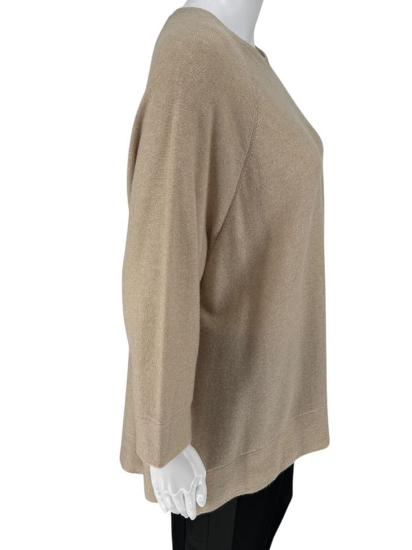 Brunello Cucinelli Beige Cashmere Blend Dolman Sleeve Sweater – Size L