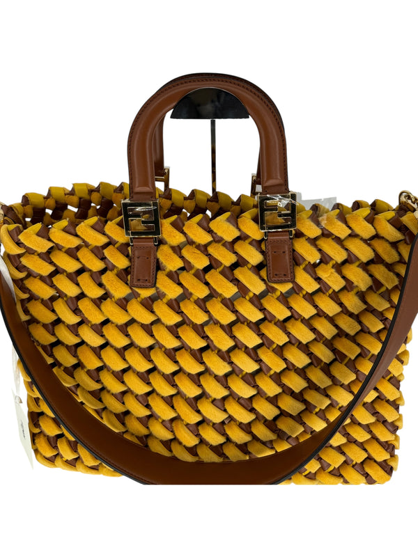 Fendi Spring 2020 Peekaboo Woven Mink & Leather Runway Tote – Brand New with Tags