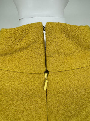 Pamella Roland Mustard Textured Crepe Mini Dress with Pearl Detail