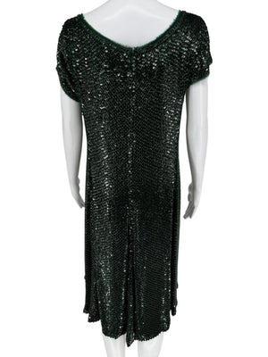 Pamella Roland Emerald Sequin Embellished Dress