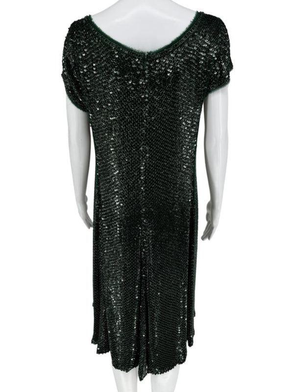 Pamella Roland Emerald Sequin Embellished Dress