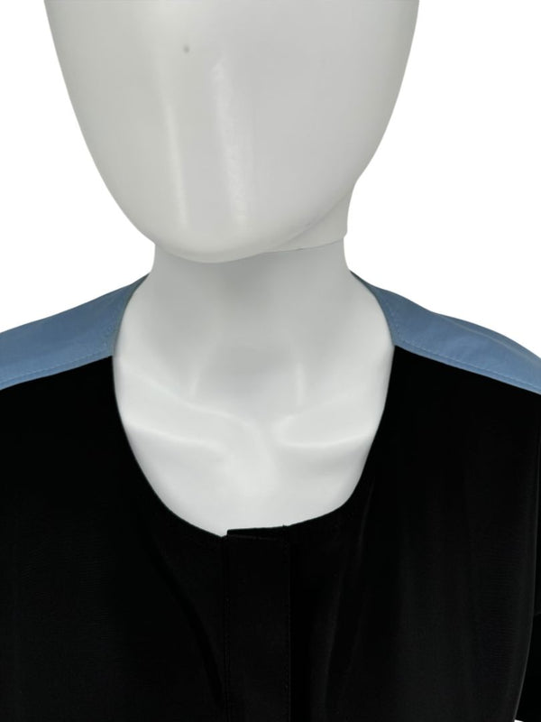 Pamella Roland Black & Blue Color block Gathered Waist Dress