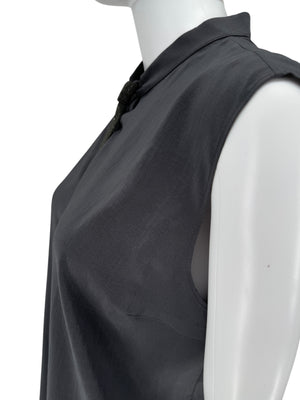 Brunello Cucinelli Sleeveless Silk Blouse with Chain Detail - XL