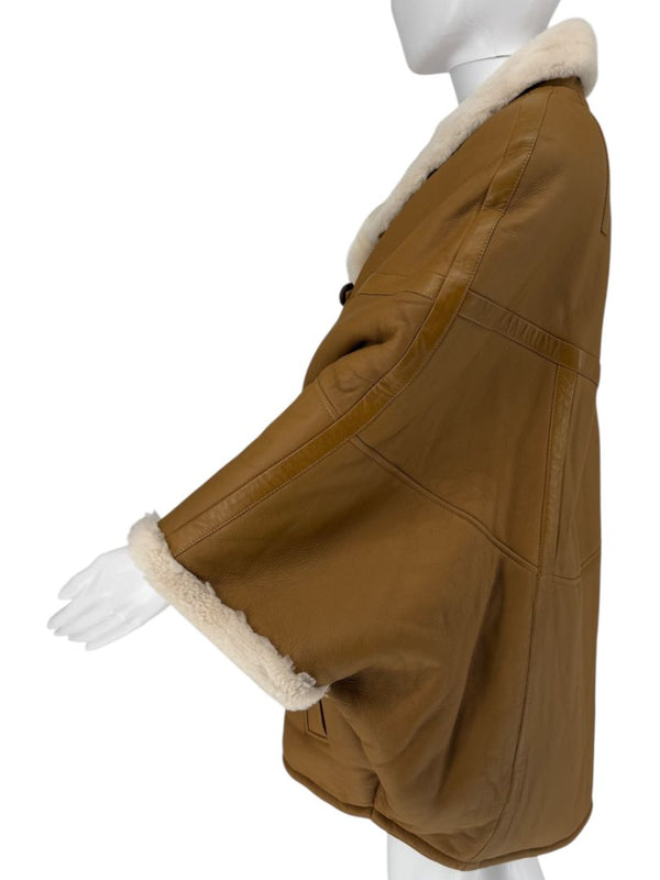Saint Laurent Oversized Shearling Toggle Coat - Size 8