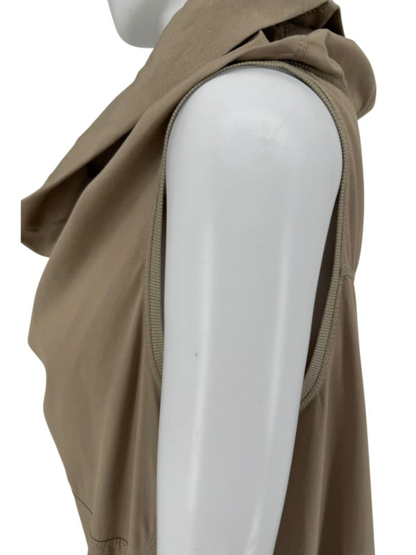 Brunello Cucinelli Taupe Cotton Sleeveless Cowl-Neck Dress - Size 8