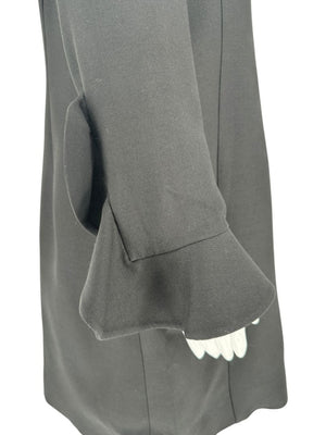 Valentino Black Crepe Ruffle Cuff Dress - Size 10
