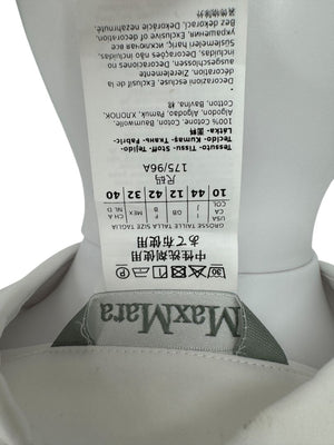 MaxMara White Cotton Piped Button-Down Shirt – Size US 10 / IT 44