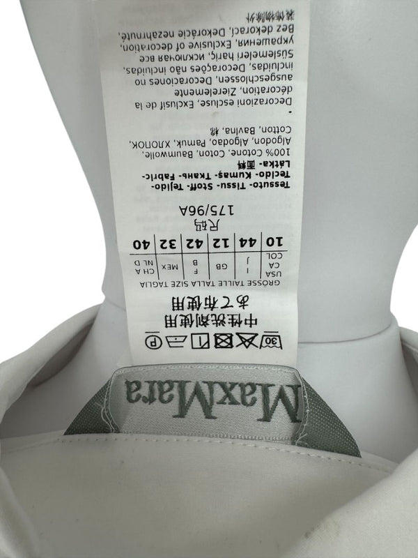 MaxMara White Cotton Piped Button-Down Shirt – Size US 10 / IT 44