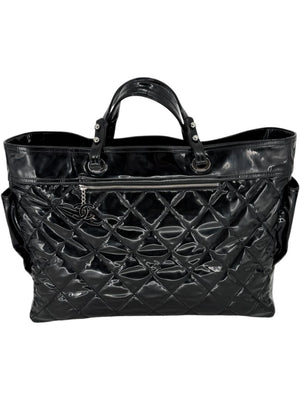 Chanel Paris-Biarritz XL Tote in Black Patent Vinyl