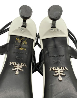 Prada White, Black & Blush Patent Leather Kitten Heels – Size 39.5
