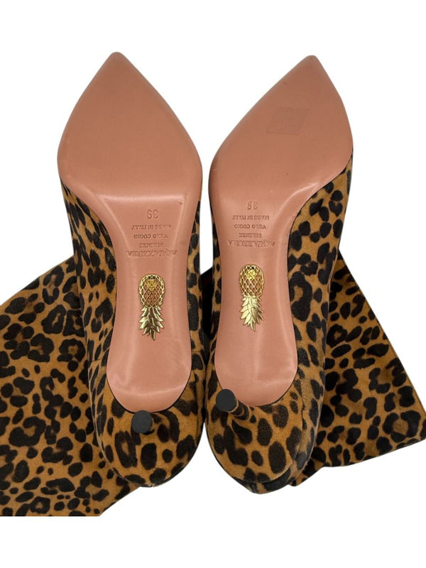 Aquazzura Leopard Print Calf Hair Booties – Size 39