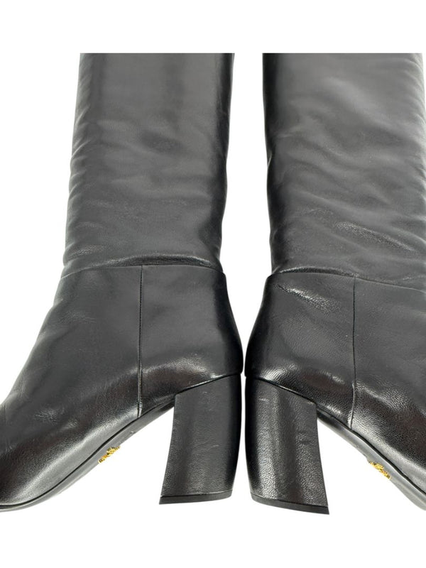 Prada Black Leather Knee-High Boots – Size 39.5