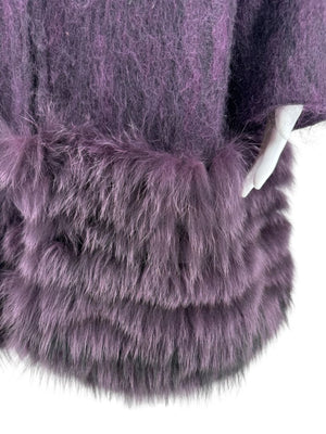 Pamella Roland Purple Alpaca & Fur Trim Coat – Size L